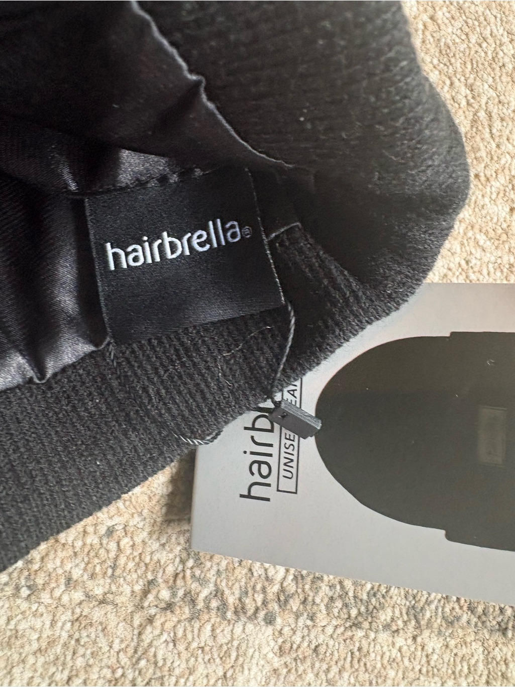 Hairbrella Black Unisex Cuffed Beanie With A Satin Lining Nwt — image 3 of 8